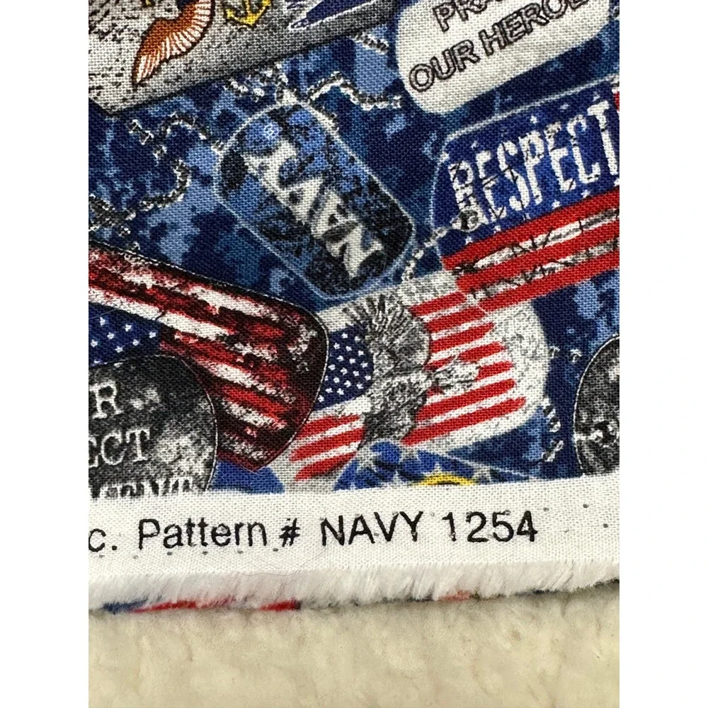 US Navy Fabric Sykel Enterprises Dog Tags Flags Blue Camo Cotton Pattern 1254